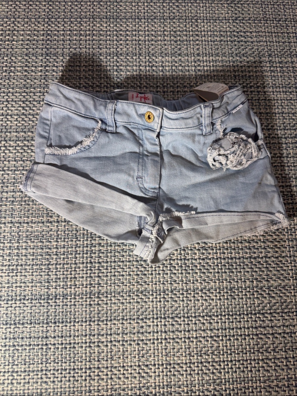 Il Gufo Light Blue Distressed Denim Kids Shorts